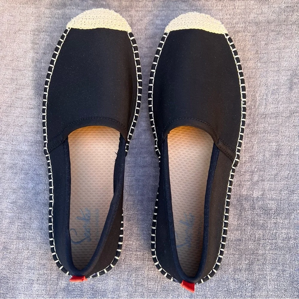Sea Star Beachwear Womens Shoes Sz 10 Slip On Espadrille Flats Black Water Shoes